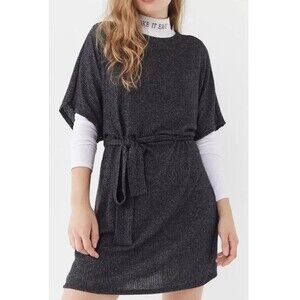 NWT UO Women’s Large Grey Cozy Ribbed Kimono Sweater Dress Mini Soft Knit